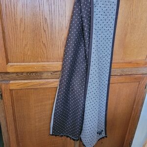 Isaac Mizrahi Brown and Gray Polka Dot Scarf tot A